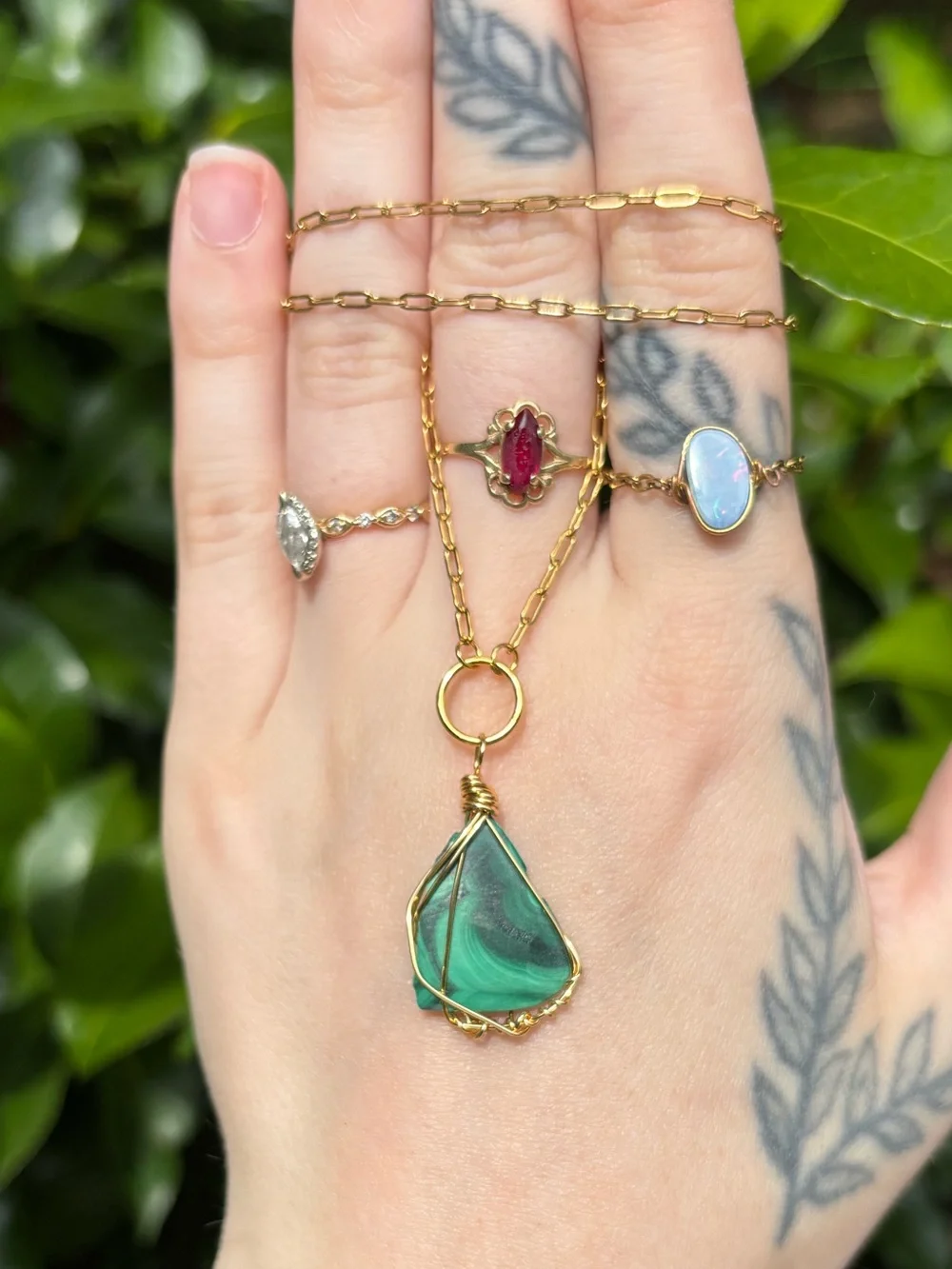 Malachite charm necklace